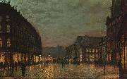 John Atkinson Grimshaw Boar Lane, Leeds, by lamplight. Signed and dated 'Atkinson Grimshaw 1881+' (lower right) signed and inscribed with title on reverse painting